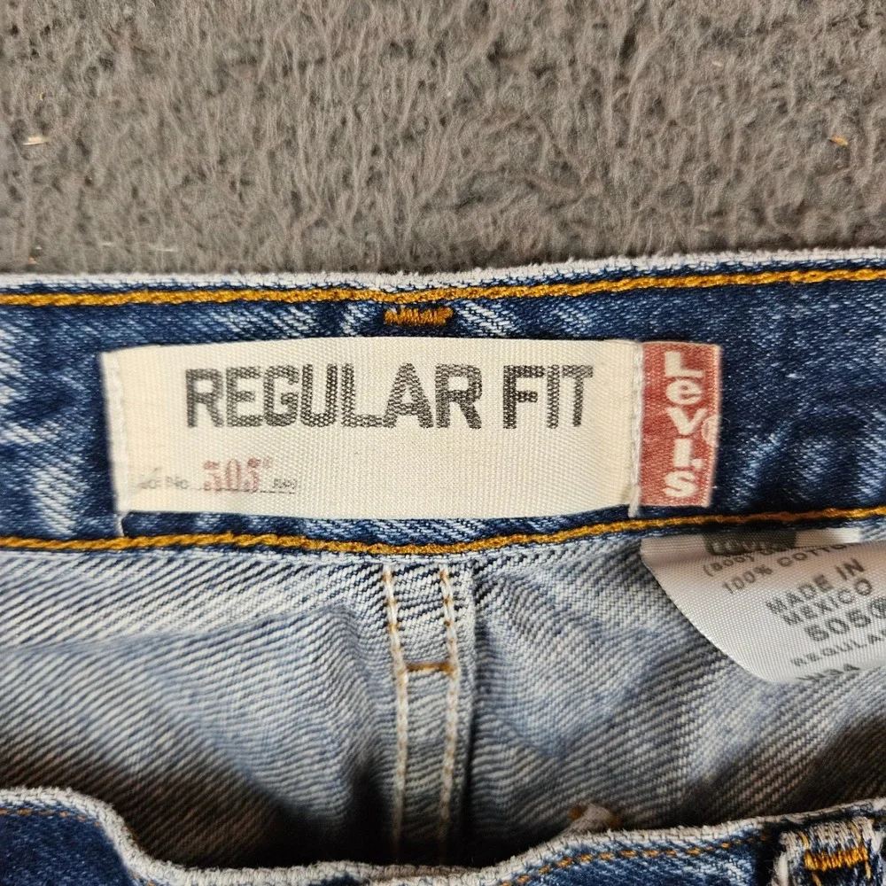 Levis 505 Regular Fit Mens Jeans 34x32 Medium Wash Blue Straight Leg Denim